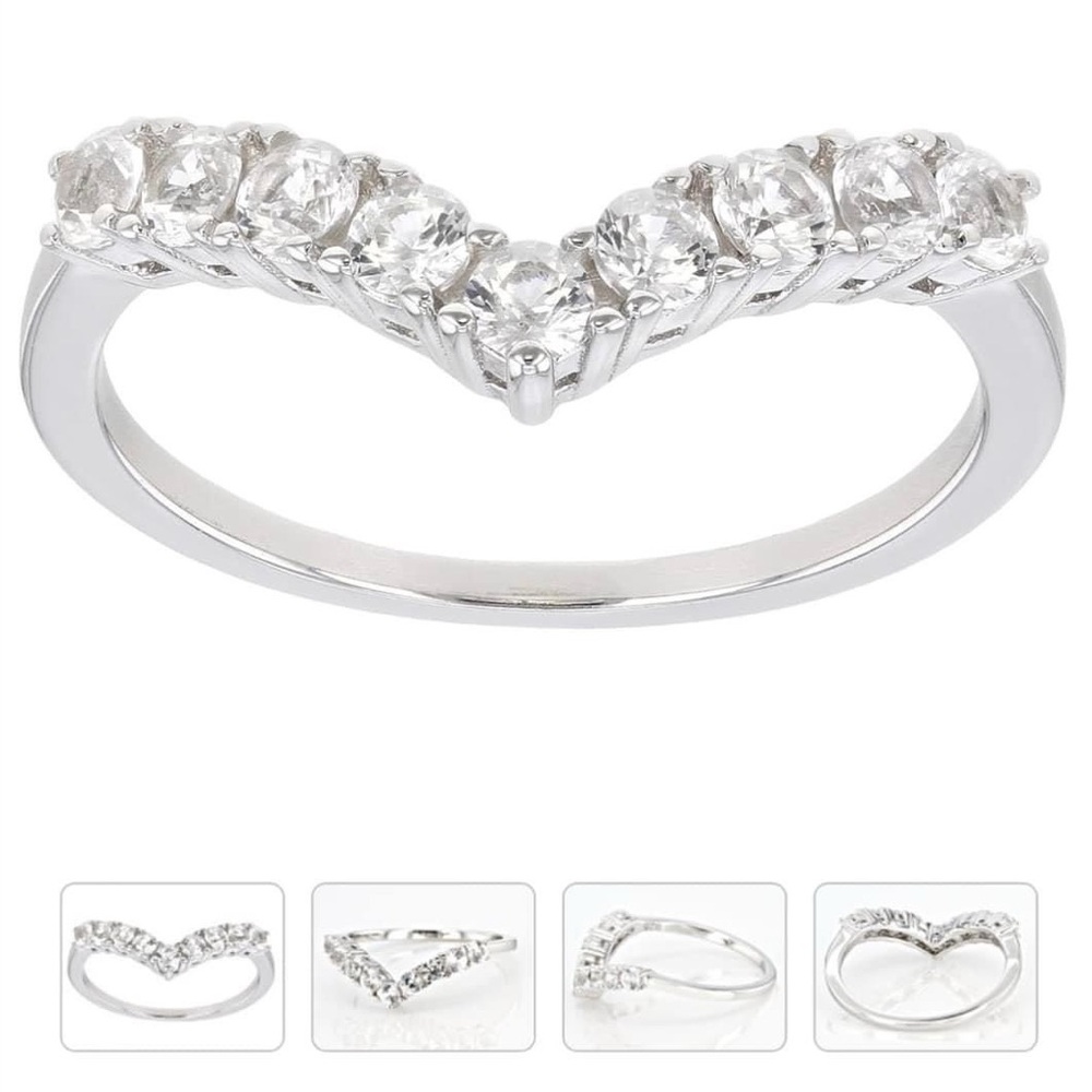 0.61CTW ROUND LAB CREATED WHITE SAPPHIRE RHODIUM OVER STERLING SILVER RING